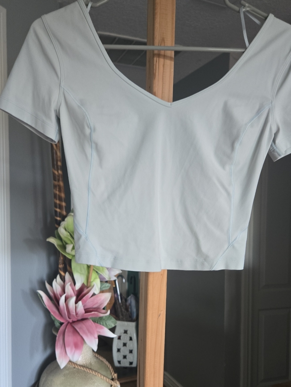 lululemon athletica Light Blue V-Neck Crop Top